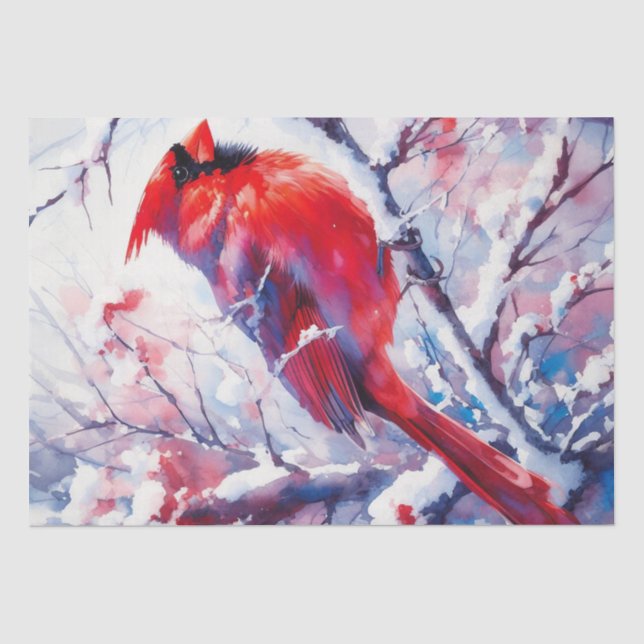 Winter Red Kardinal Bird Seidenpapier (Vorderseite)