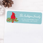 Winter Red Kardinal Blue Christmas Rücksendeadress<br><div class="desc">Niedliche Rücksendeadressen-Aufkleber in Rot Kardinal für Ihren Urlaub. Dieses moderne Design zeichnet sich durch eine Rot-Kardinal-Vogelbild,  einen grünen Beerenzweig und Schnee auf blauem Hintergrund aus. Der trendige Kalligraphie-Script-Schriftart fügt diesen Rücksendeadressen-Aufklebern eine lustige Touch hinzu.</div>
