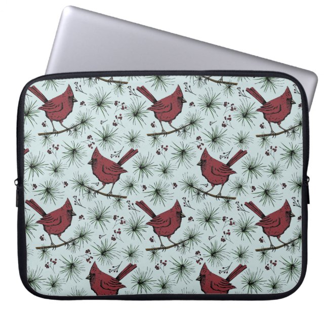 Winter Red Kardinals Weihnachtsmuster Laptopschutzhülle (Vorderseite)