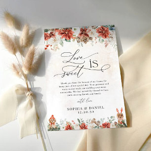 Winter Red Pinecone Mariage Flat Merci Cartes