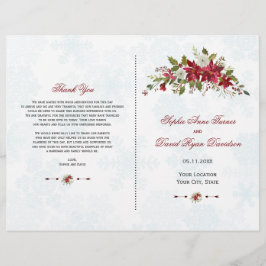 Winter Red Poinsettia Snowflakes Hochzeitsprogramm