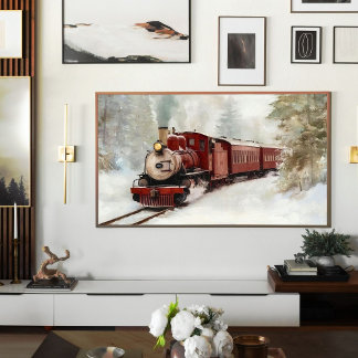 Winter-Reisezug-Druck | Samsung Frame TV Art Poster