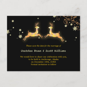 Winter Rentier Couple Save the Date Ankündigungspostkarte