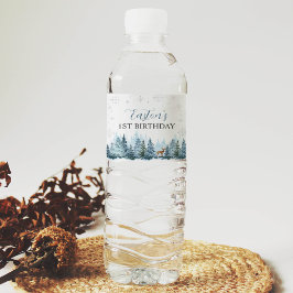 Winter Rentier Geburtstagsparty Wasserflasche Etik