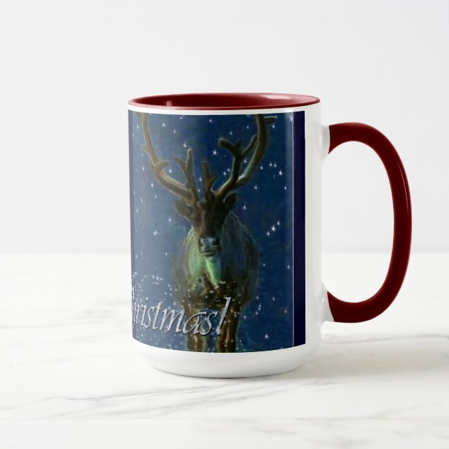 Winter Rentier, Snow & Frohe Weihnachtsgestaltung Tasse (Rechts)
