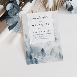 Winter Reverie | Aquarellwald Save the Date Folieneinladung