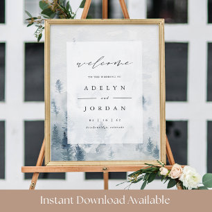 Winter Reverie   Blue Pine Wedding Willkommenszeic Poster