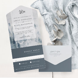 Winter Reverie Monogram Wedding All In One Einladung