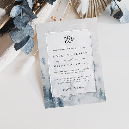 Winter Reverie Monogram Wedding Silver Folieneinladung