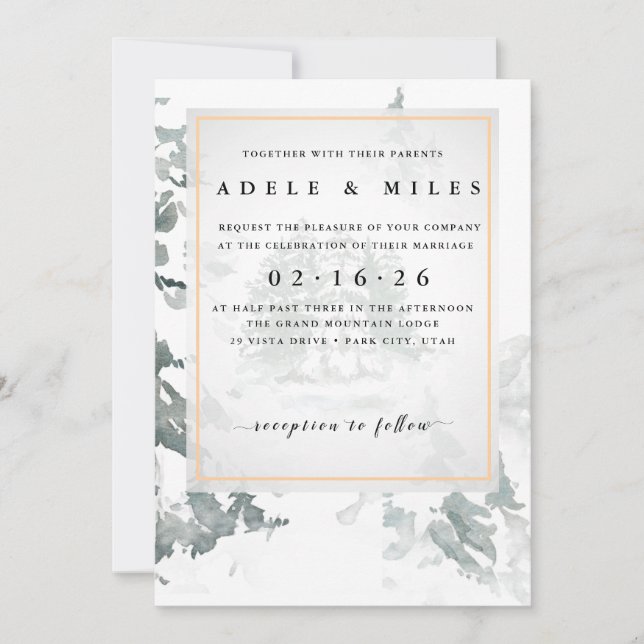 Winter Reverie Wedding Einladung (Vorderseite)