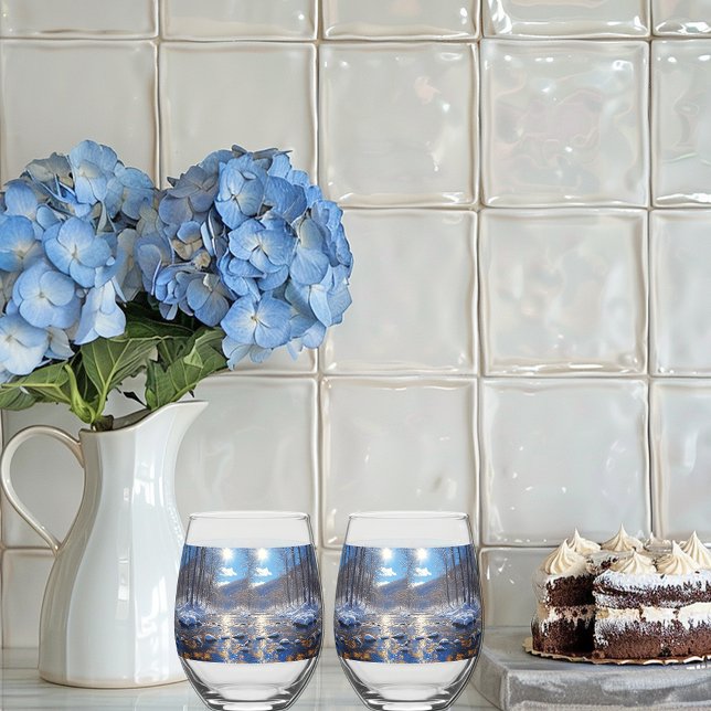 Winter River Bright Sun Trinkbehälter Set Weinglas Ohne Stiel (Von Creator hochgeladen)