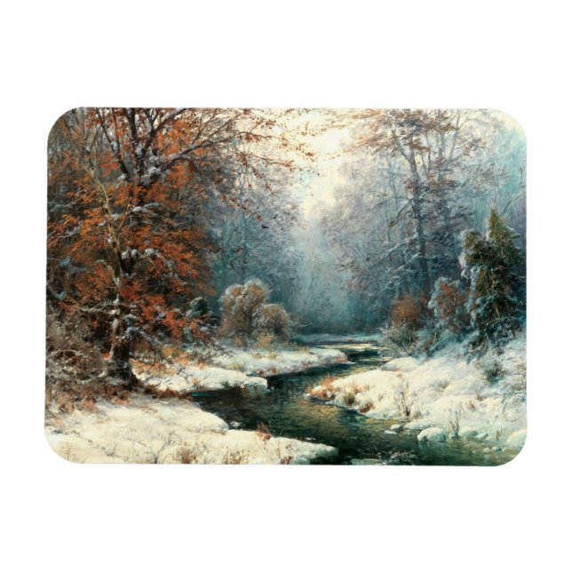 Winter River Landschaft Magnet (Horizontal)