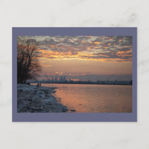 Winter-River-Sonnenuntergangs-Postkarte Postkarte