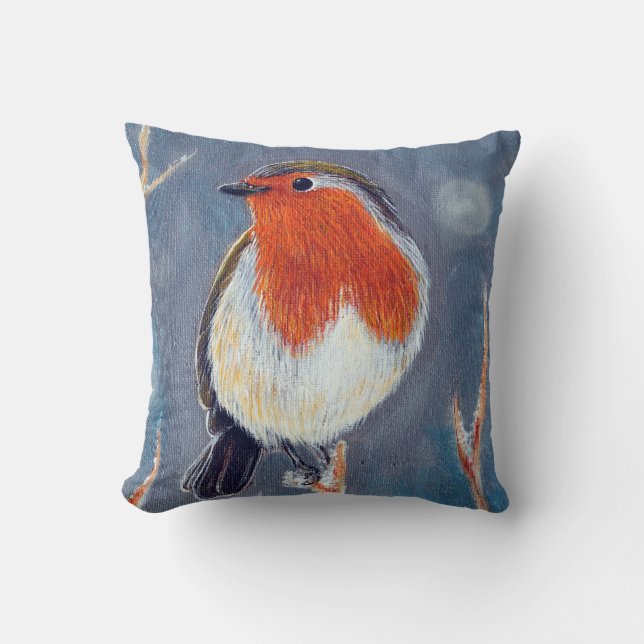 Winter Robin Painting Kissen (Vorderseite)