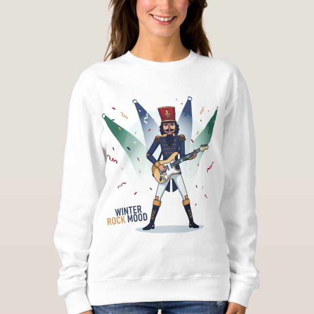 Winter Rock Mood – Nutcracker Guitarist Sweatshirt (Vorderseite)
