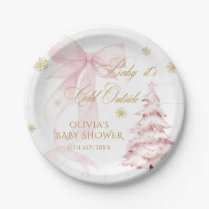 Winter Rosa Schleife Baby Es ist kalt draußen Baby Pappteller