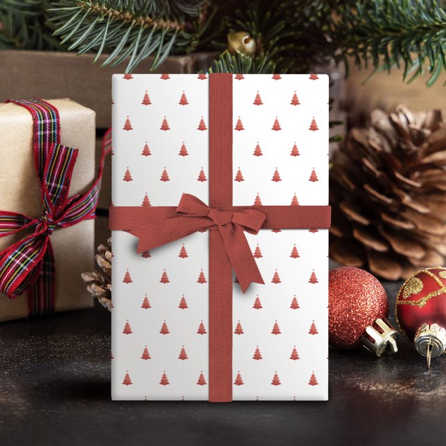 Winter Rose Golden und White Christmas Tree Urlaub Geschenkpapier (Winter Rose Gold And White Christmas Tree Holiday Wrapping Paper)