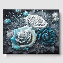 Winter-Rose mit blauer und weißer Eiszeit Gästebuch