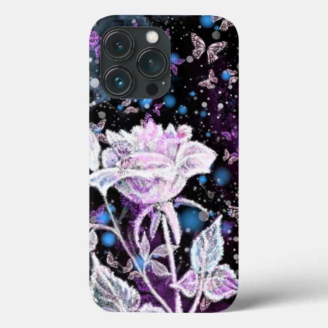 Winter Rose und Schmetterlinge iPhone Case (Rückseite)