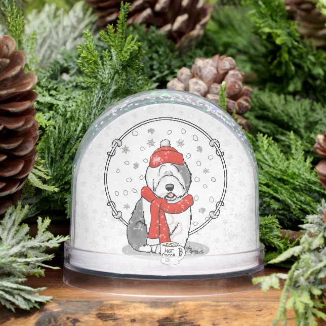 Winter (rot) Altes englisches Schafhund Grau 1 Url Schneekugeln (Winter)