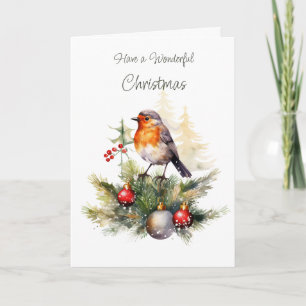 Winter-Rotkehlchen-Tannen-Weihnachtskarte Karte