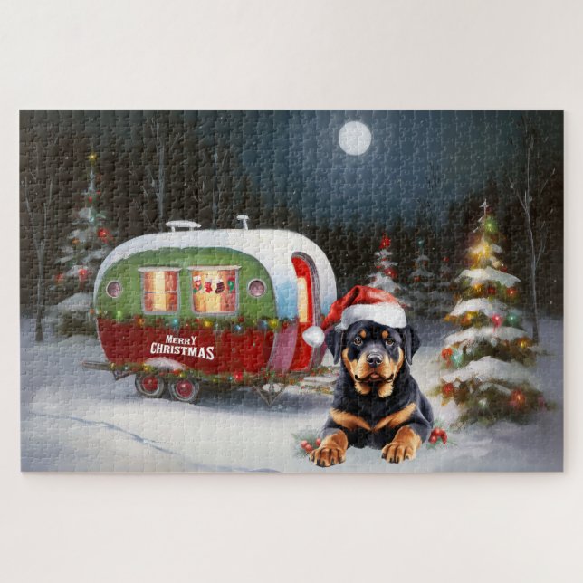 Winter Rottweiler Caravan Weihnachtsabenteuer (Horizontal)