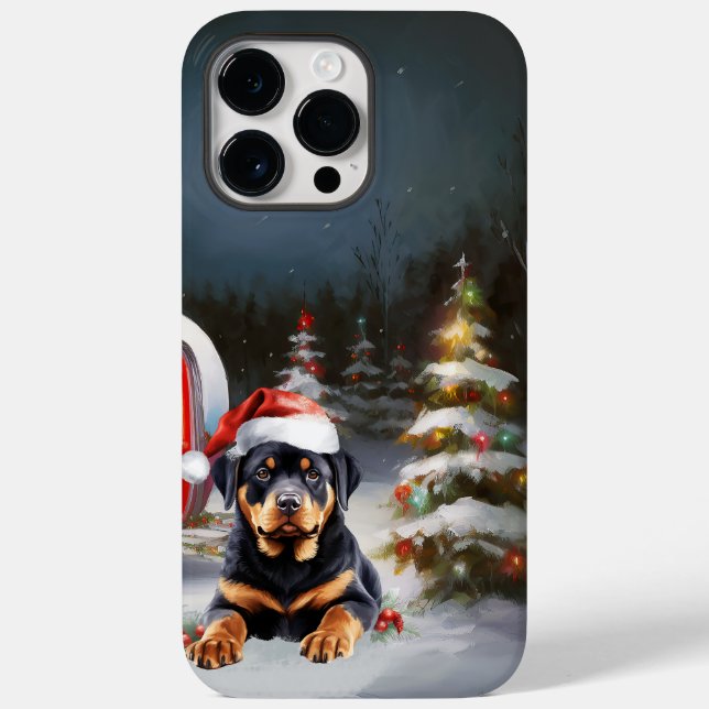 Winter Rottweiler Caravan Weihnachtsabenteuer Case-Mate iPhone 14 Pro Max Hülle (Rückseite)