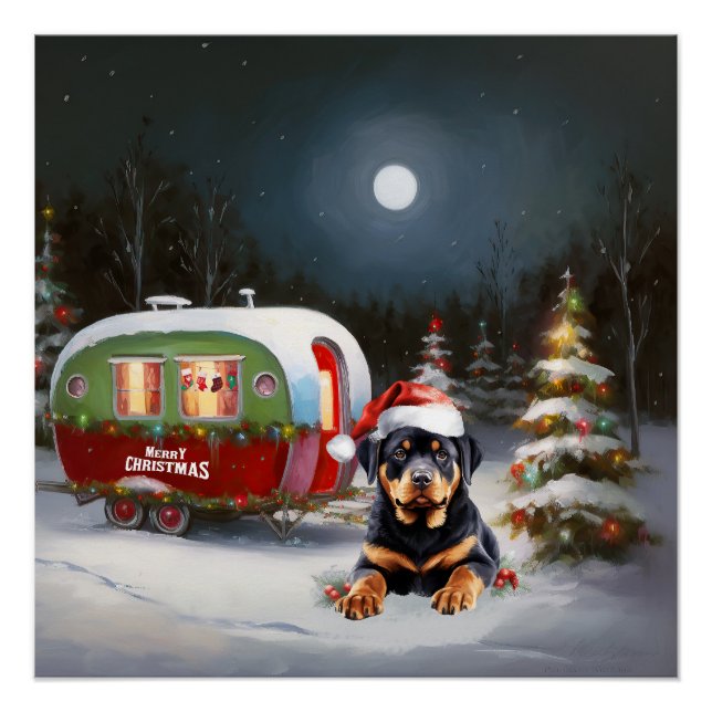 Winter Rottweiler Caravan Weihnachtsabenteuer Poster (Vorderseite)