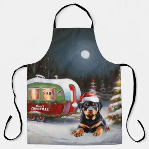 Winter Rottweiler Caravan Weihnachtsabenteuer Schürze