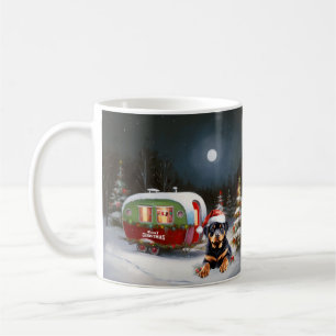 Winter-Rottweiler-Wohnwagen-Weihnachtsabenteuer Kaffeetasse