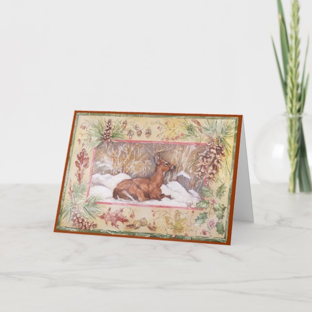 WINTER-ROTWILD FEIERTAGSKARTE (Vorderseite)