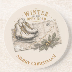 Winter Route 66 Weihnachtsgetränk Dekoration Getränkeuntersetzer