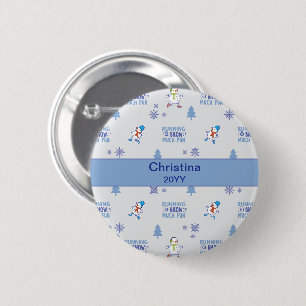 Winter Running - Snowman Weihnachtsbaum Button