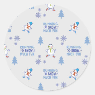 Winter Running - Snowman Weihnachtsbaum Runder Aufkleber