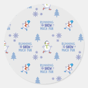Winter Running - Snowman Weihnachtsbaum Runder Aufkleber