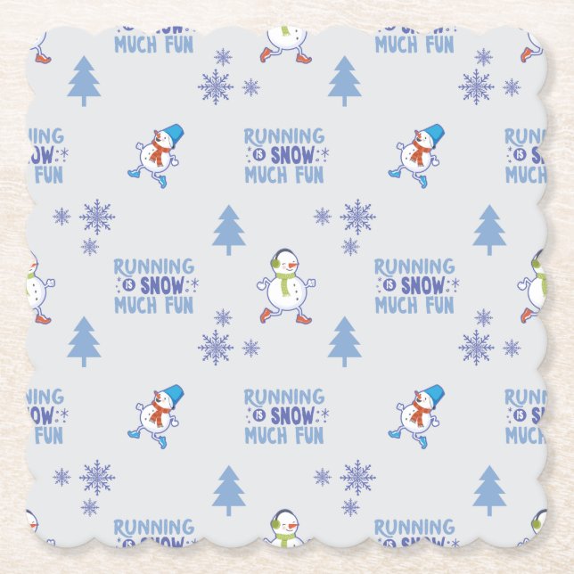 Winter Running - Snowman Weihnachtsbaum Untersetzer (Vorderseite)