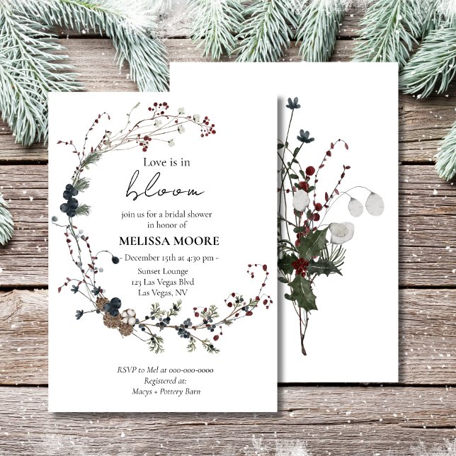 Winter Rustic Boho Love Is In Bloom Bridal Shower  Einladung (Von Creator hochgeladen)