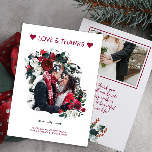 Winter Rustic Burgund Rose Hochzeit Vielen Dank Einladung