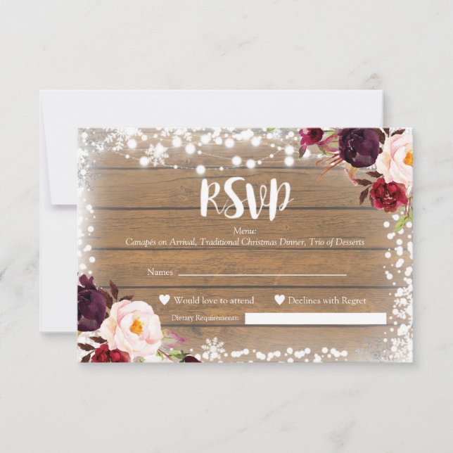 Winter Rustic Wedding RSVP Card (Vorderseite)