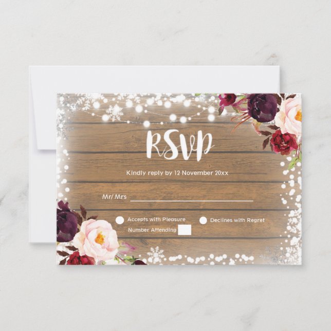 Winter Rustic Wedding RSVP Card (Vorderseite)