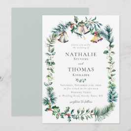 Winter Rustikale Botanische Keilglocken Pine Weddi Einladung