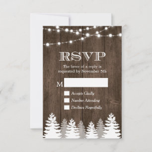 Winter Rustikale Holz String Lights Pine Tree UAWG RSVP Karte
