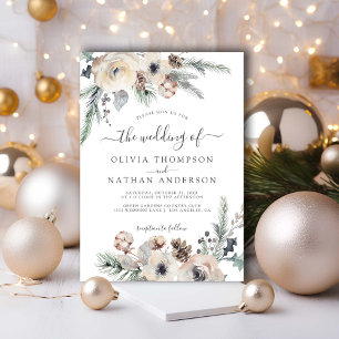 Winter Rustikale Pine Botanical Monogram Wedding Einladung