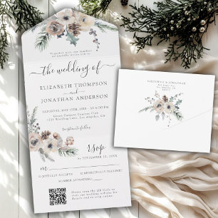 Winter Rustikale Pine Floral QR UAWG Woodland Hoch All In One Einladung