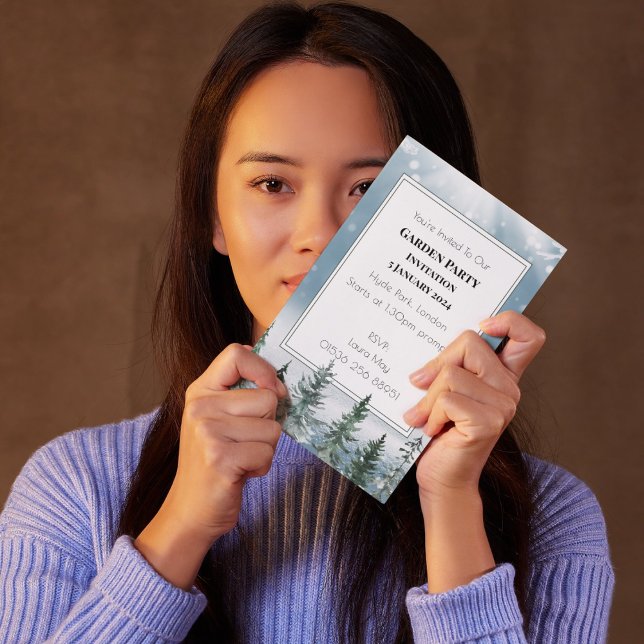 Winter Rustikale Pine Trees Lantern Botanische Hoc Einladung (Winter Rustic Pine Trees Lantern Botanical Wedding Party invitation)