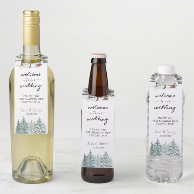 Winter Rustikale Pine Trees Lantern Botanische Hoc Flaschenanhänger (Beispiel)