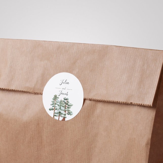 Winter Rustikale Pine Trees Lantern Botanische Hoc Runder Aufkleber (Winter Rustic Pine Trees Lantern Botanical Wedding Party Supplies)