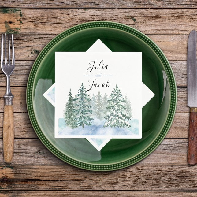 Winter Rustikale Pine Trees Lantern Botanische Hoc Serviette (Winter Rustic Pine Trees Lantern Botanical Wedding Party Supplies)