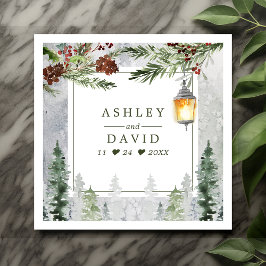 Winter Rustikale Pine Trees Lantern Botanische Hoc Serviette