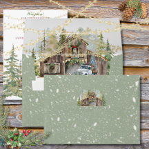 Winter Rustikaler Stall in Evergreen Forest Envelo